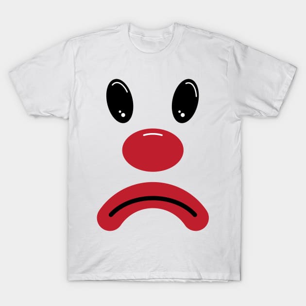 Sad Clown - Red & Black T-Shirt by Squidoink